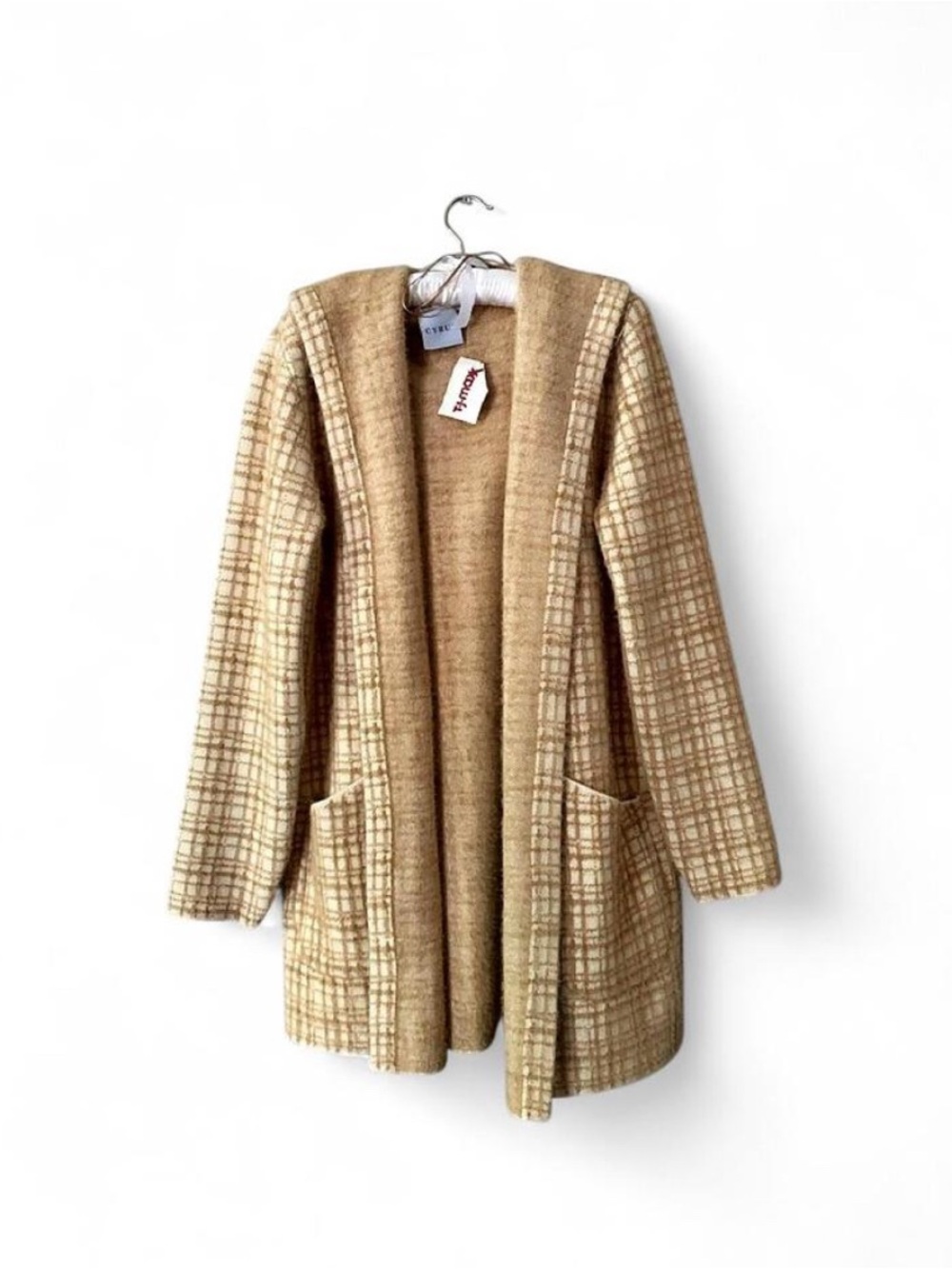 NWT Cyrus Plaid Hooded Cardigan Jacket Coatigan Soft Cozy Size Medium
